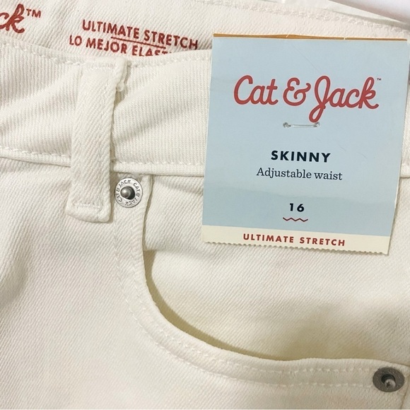 Cat & Jack Girls Skinny Ultimate Stretch White Jeans Sz 16 Adjustable Waist NWT - Picture 3 of 7